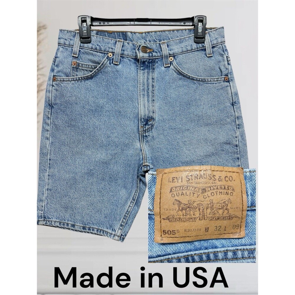 Vintage Levi's 505 Regular Fit White Tab Denim Shorts Men's W32 Made in USA '98